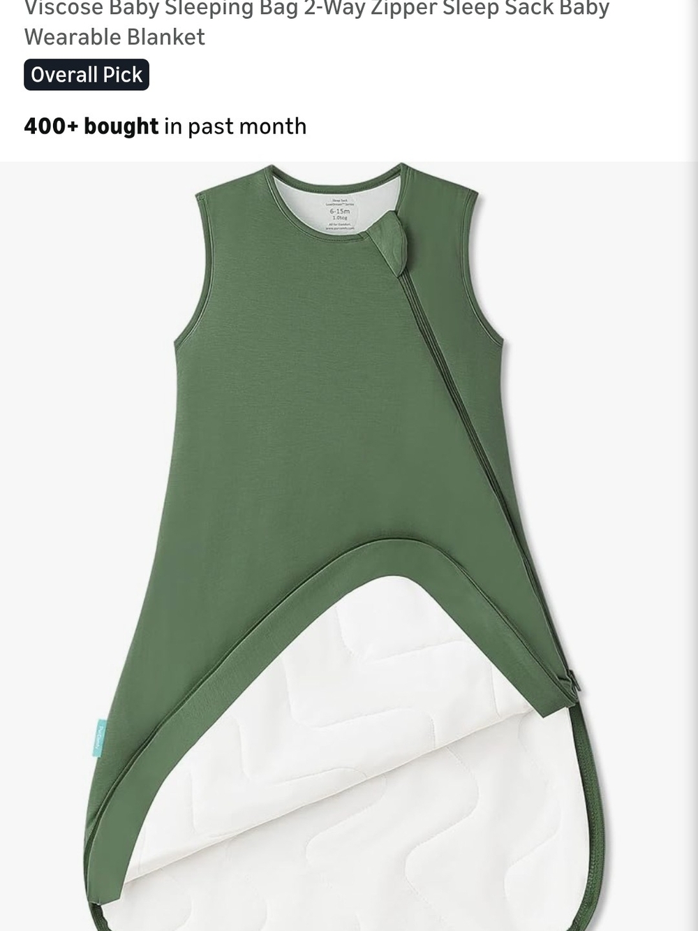PurComfy Supersoft Sleep Sack In Forest Green